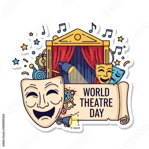 World Theatre Day Premium Vector Sticker