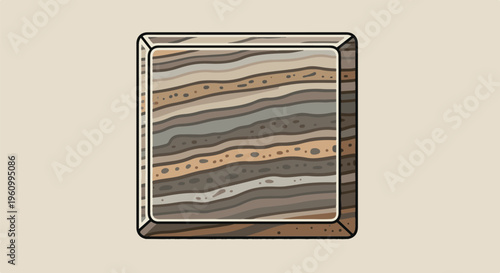 Cross-section of soil strata showing distinct layers of soil and rock