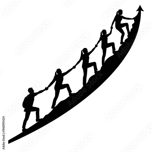 People teamwork climbing up arrow graph.