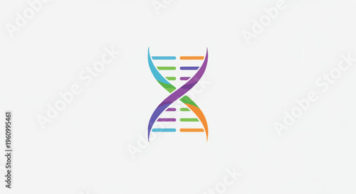 Colorful DNA double helix icon with bright stripes on white background