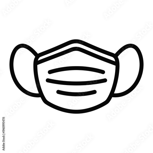 Face mask icon for protection against airborne pathogens and pollution  health and safety icon