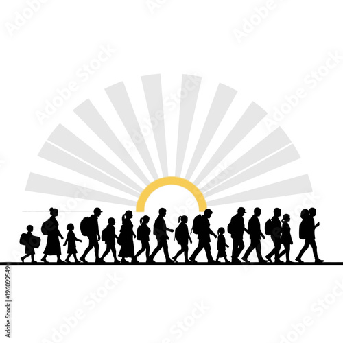 People walking in a group together.