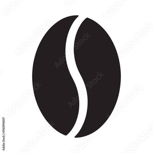 Simple black and white illustration of a single coffee bean shape