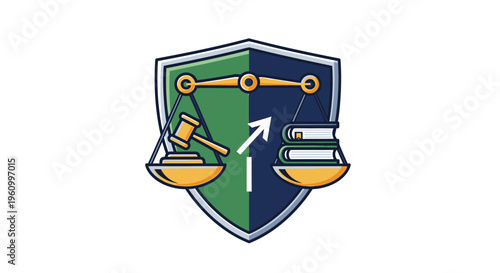 Symbolic representation of law justice and education concept illustration