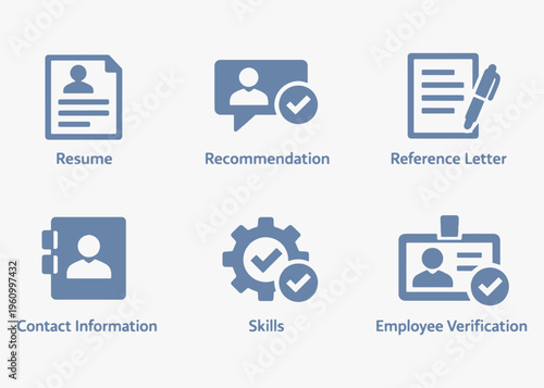 A set of Job Reference  icons focuses on simplicity, elegance, and ease of recognition. Vector Sign for Logos, Labels, and Icons.