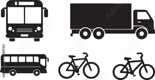 Assorted icons of various modes of transportation and vehicles