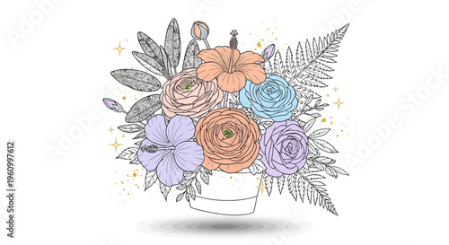 Elegant floral arrangement in pastel colors for decorative design projects