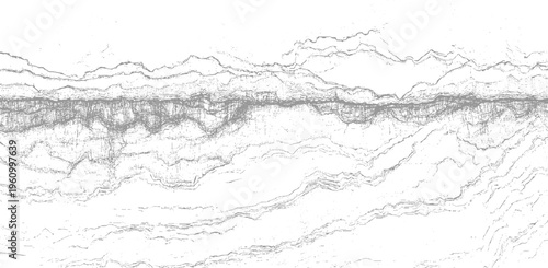 Abstract grey layered lines and dots on white background