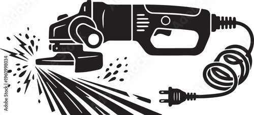 Industrial Electric Angle Grinder Silhouettes