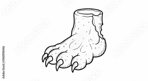 Clawed creature's foot, drawn in outline, with sharp talons