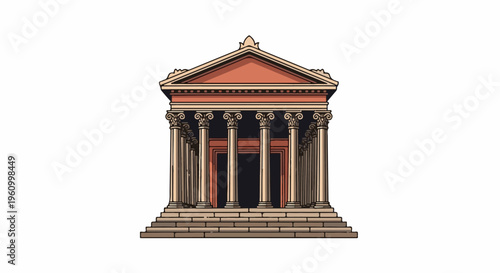 Classical temple facade with columns and triangular pediment