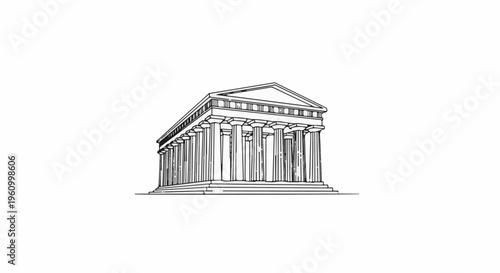 Classical building with many columns and triangular roof