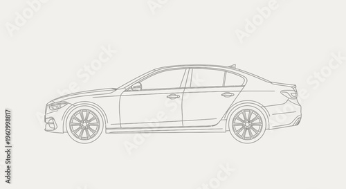 Modern sedan car outline side view illustration for design and concepts