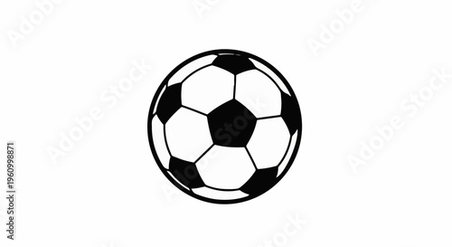 Classic black and white illustration of a soccer ball against a plain background