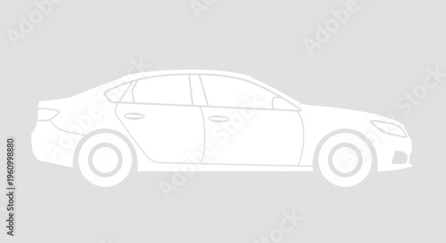 Modern sedan car silhouette illustration on gray background isolated