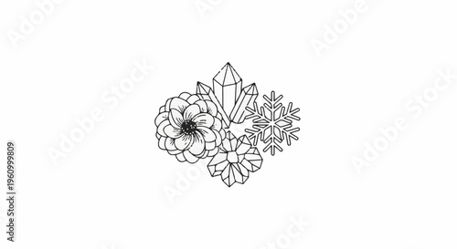 Delicate bloom, sharp crystals, and intricate snowflake arrangement