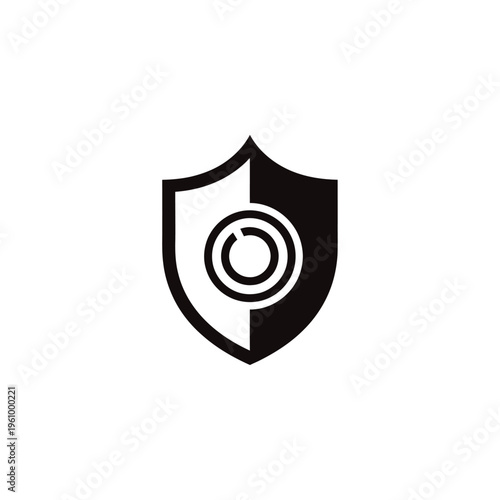 Abstract shield icon with eye symbol security and protection concept