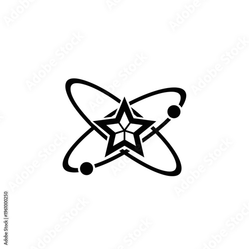 Abstract star icon with orbiting elements vector design