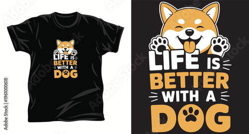 Dog graphic vector T shirt design print.
