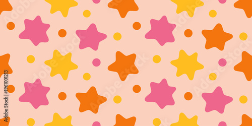 Colorful stars and dots pattern design