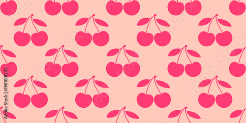 Pink cherry fruit pattern design