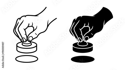 Hand pressing a round button