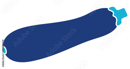 Dark Blue Zucchini Isolated on White Background Minimalist Flat Design Clean Studio Shot