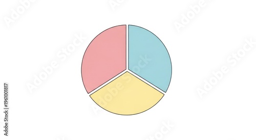 Free Download Pastel colored pie chart illustrating data analysis, representing business statistics with three sections isolated on white background. - GFXLoad