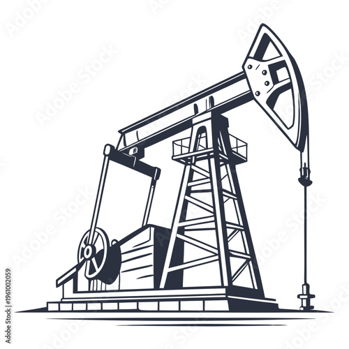 An oil pumpjack or nodding donkey extracting crude oil from a well