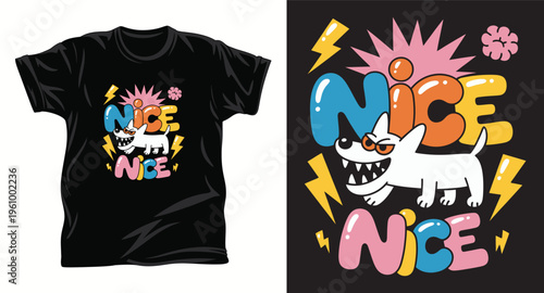 Dog graphic vector T shirt design print.