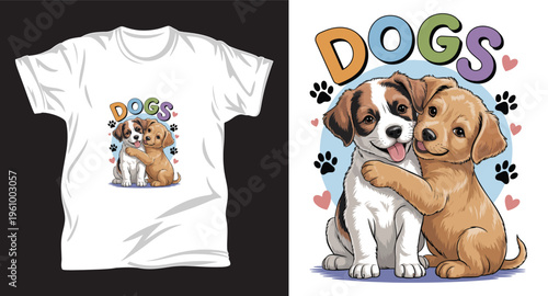 Dog graphic vector T shirt design print.