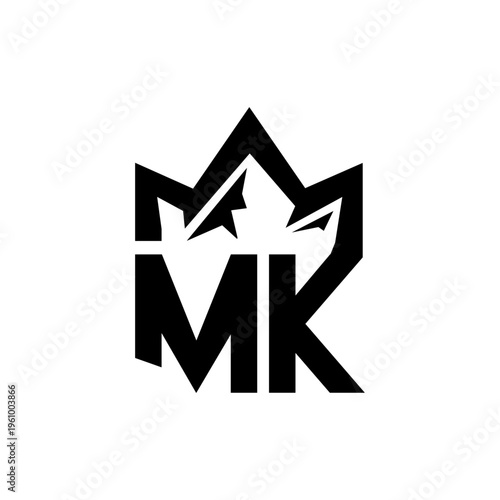 modern mk letter logo design