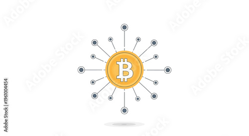 Digital Currency Network Connection Concept With Golden Coin Symbol And Network Nodes