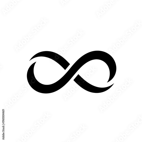 Black infinity symbol on white background representing limitless concepts