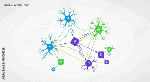 Abstract illustration of neural network connections depicting cognitive processes