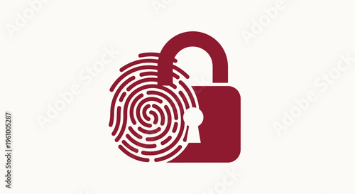 Digital Identity Protection Symbol With Locked Padlock And Fingerprint For Secure Access And Privacy