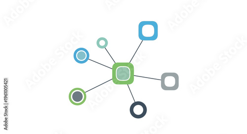 Abstract Digital Network Connection Concept With Center Node And Linked Outer Elements On White Background