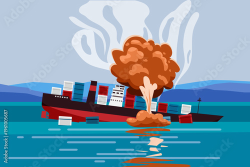 Cargo Ship Explosion at Sea Container Vessel Accident