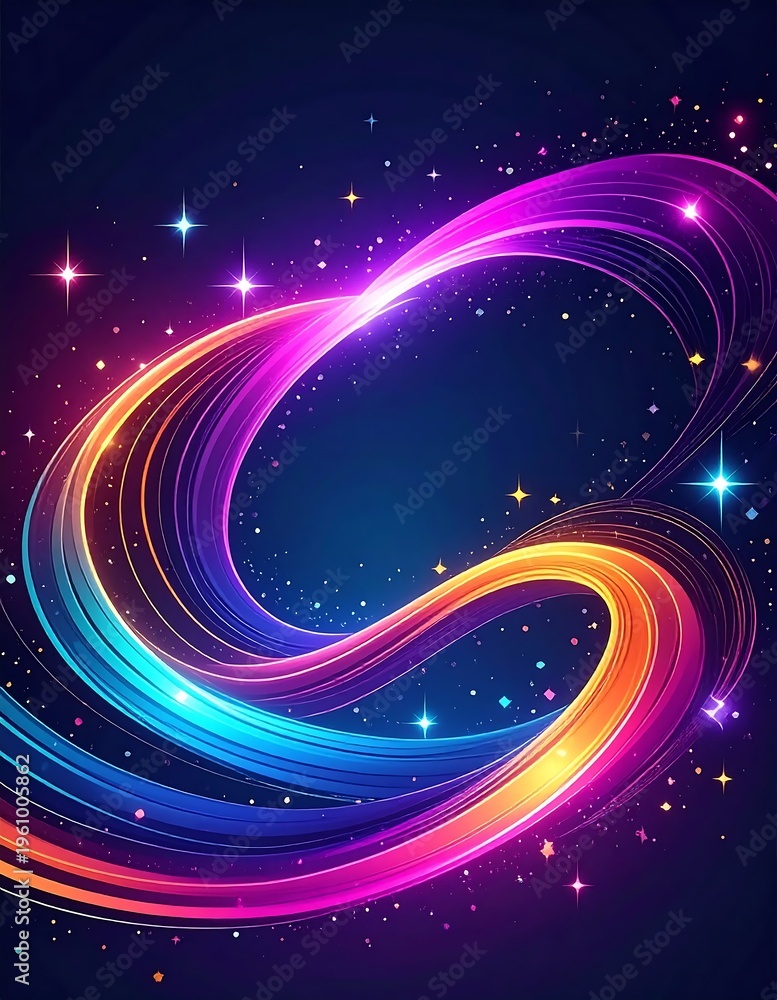 Obraz premium A vibrant, swirling light trail in space