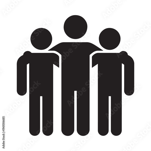 Bild auf Leinwand Simple black silhouette of three people standing closely together