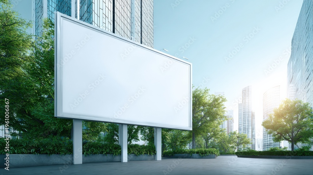 custom made wallpaper toronto digitalBlank Billboard Mockup in Urban Park Setting with Modern Buildings and Bright Sunlight, Ready for Advertising