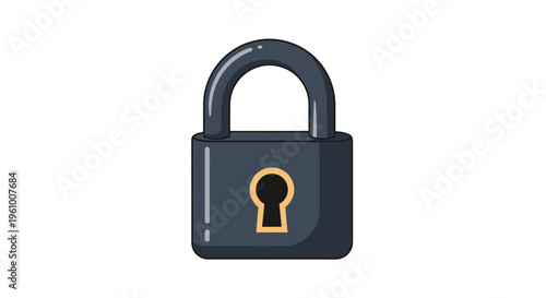 Dark gray padlock icon with gold keyhole representing security safety and protection symbolizing privacy or locked status isolated on white