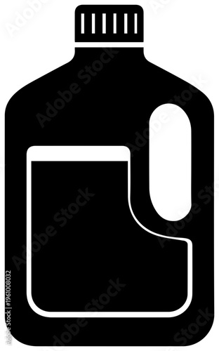 Black filled icon of a dishwashing liquid bottle with a handle and cap representing household cleaning products and domestic chores isolated on a white background vector graphic