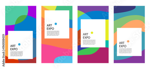 Colorful Abstract Art Expo Poster Templates Set for Social Media Stories and Marketing Flyers
