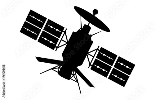 Satellite dish silhouette vector on a white background, satellite, network, technology, digital, media, electronic, design, services, business