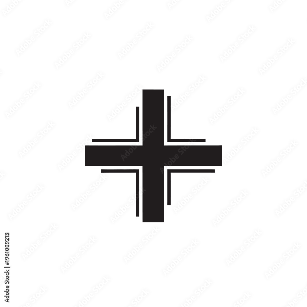 Fototapeta premium Black plus sign icon isolated on white background for design elements