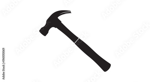 A simple black silhouette of a hammer on a white background