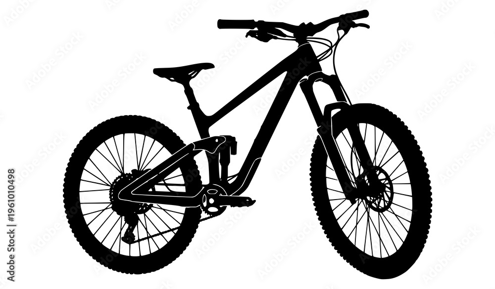 Fototapeta premium Mountain Bike Silhouette Vector Bold Black Bicycle Icon Sport Cycling Illustration