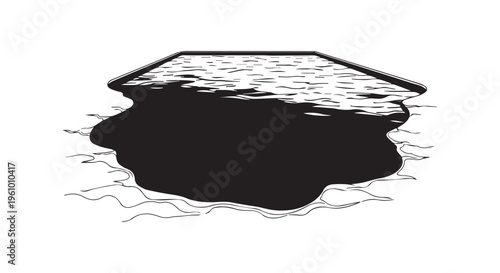 An abstract representation of a dark liquid pool with a floating object