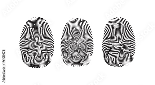 Three unique fingerprints side by side on white background